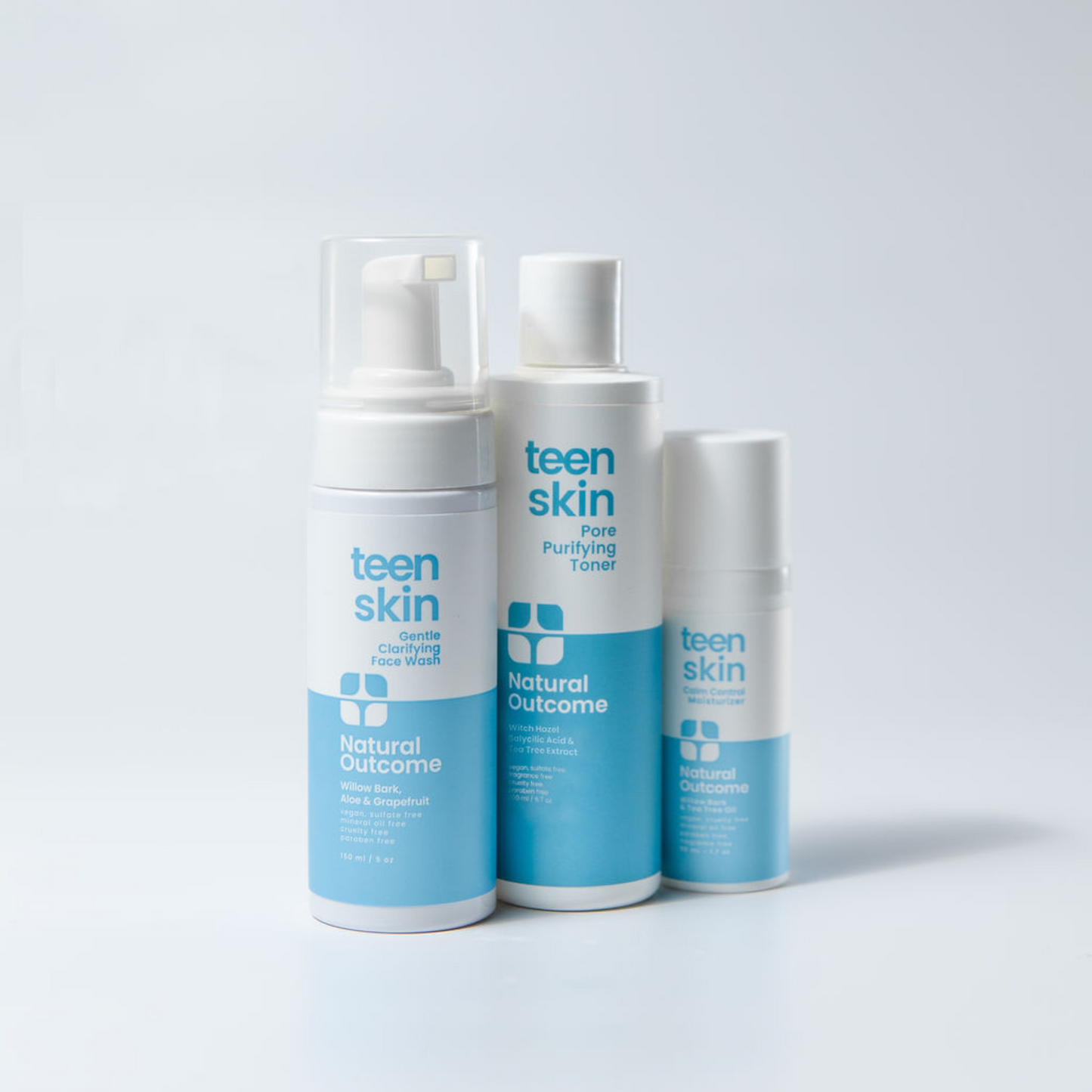 Complete skincare routine for teens with acne-prone and sensitive skin.