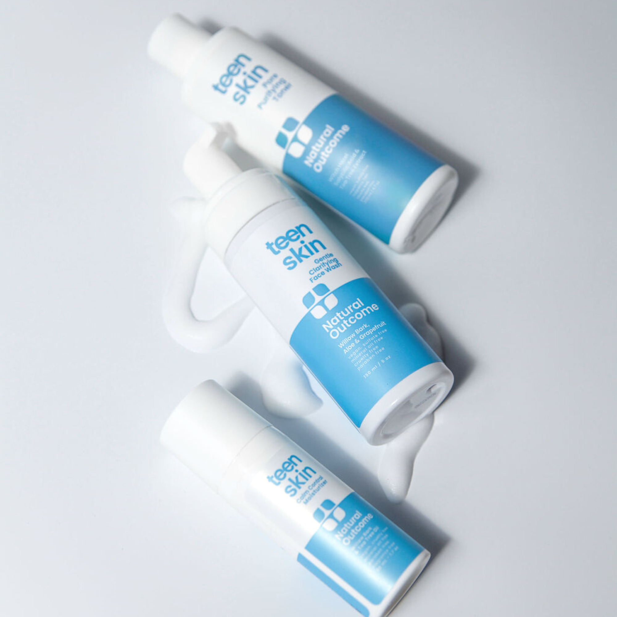 Natural Outcome Teen Skin Kit featuring clean, natural ingredients for healthy skin.
